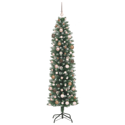Artificial Slim Christmas Tree Green and White 210 cm