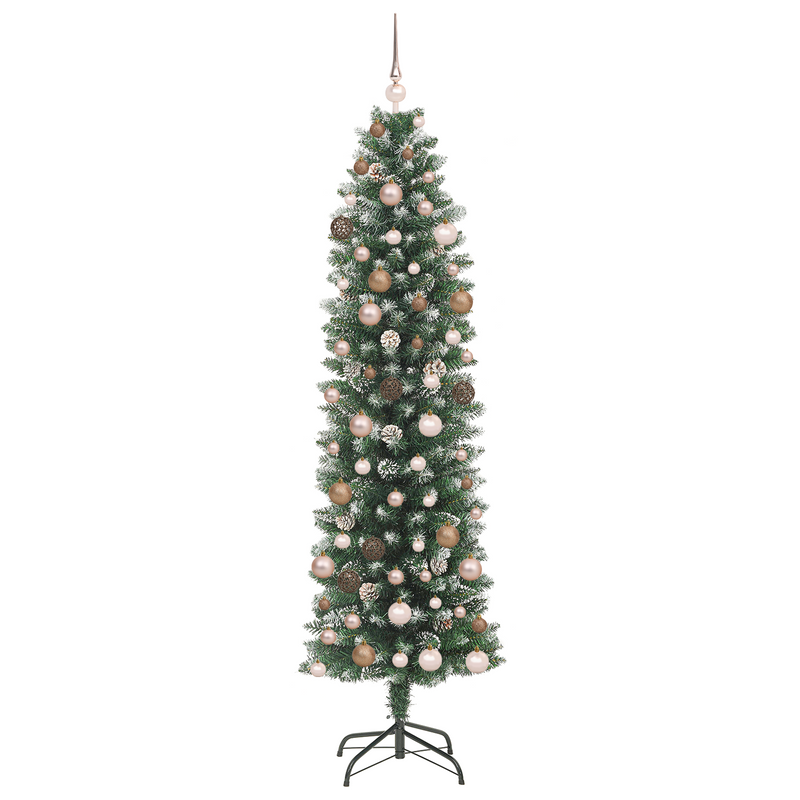 Artificial Slim Christmas Tree Green and White 210 cm