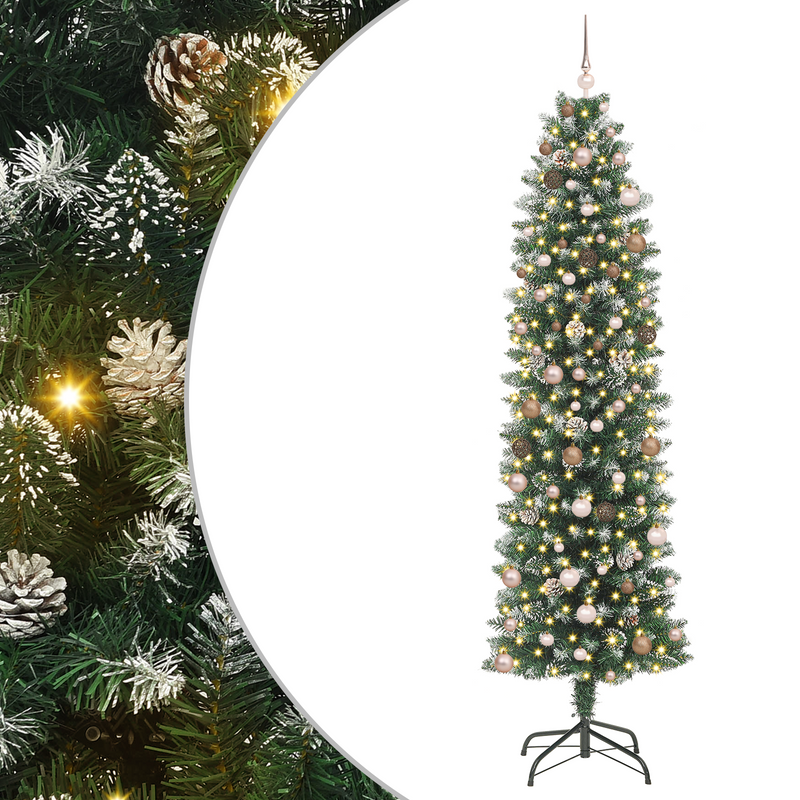 Artificial Slim Christmas Tree Green and White 240 cm