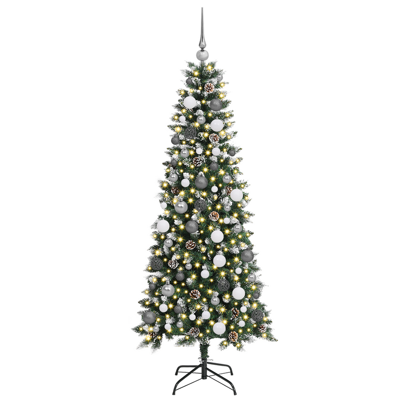 Christmas Tree with Decorative String Lights Green 180 cm PVC