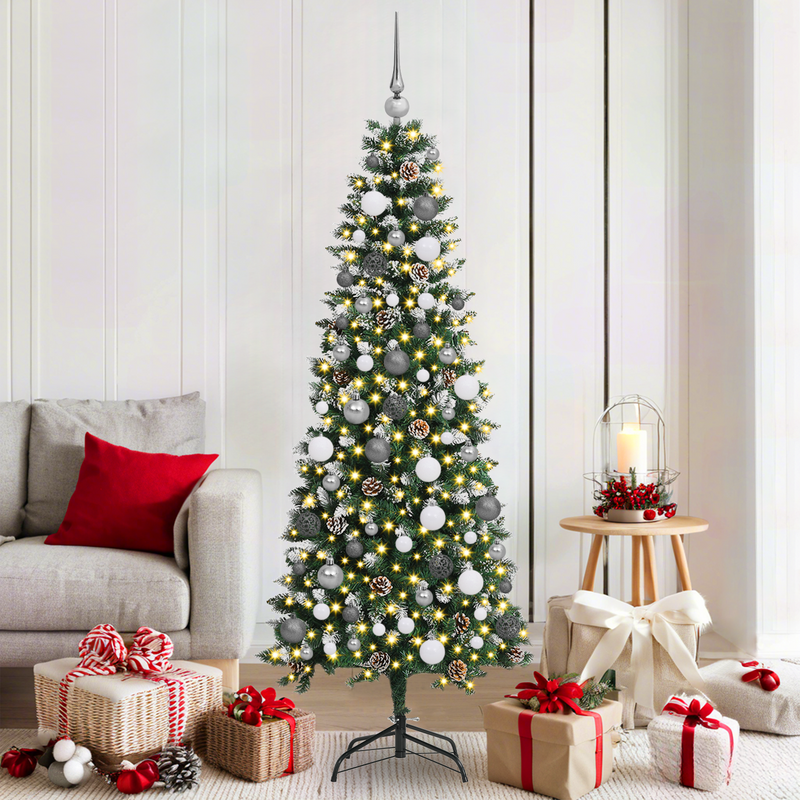 Christmas Tree with Decorative String Lights Green 180 cm PVC