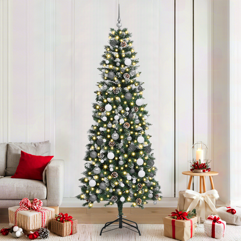 Christmas Tree with Decorative String Lights Green 210 cm PVC