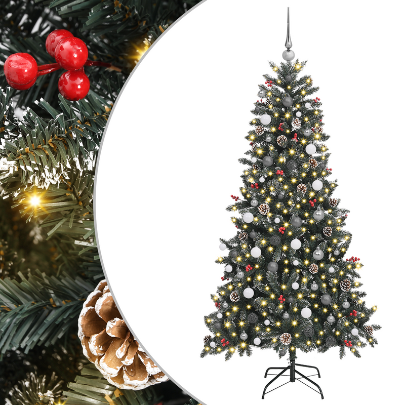 Christmas Tree with Decorative String Lights Green 210 cm PVC