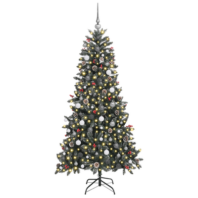 Christmas Tree with Decorative String Lights Green 210 cm PVC