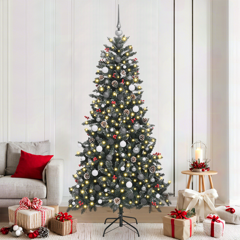 Christmas Tree with Decorative String Lights Green 210 cm PVC