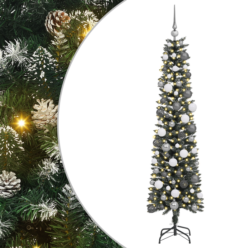 Christmas Tree with Decorative String Lights Green 180 cm PVC