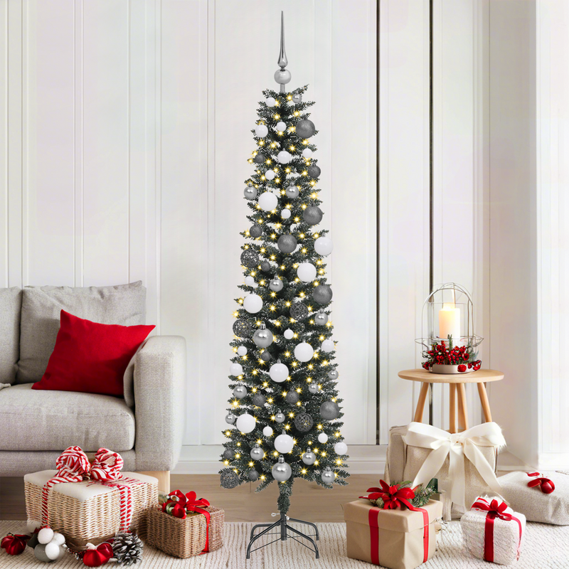 Christmas Tree with Decorative String Lights Green 180 cm PVC