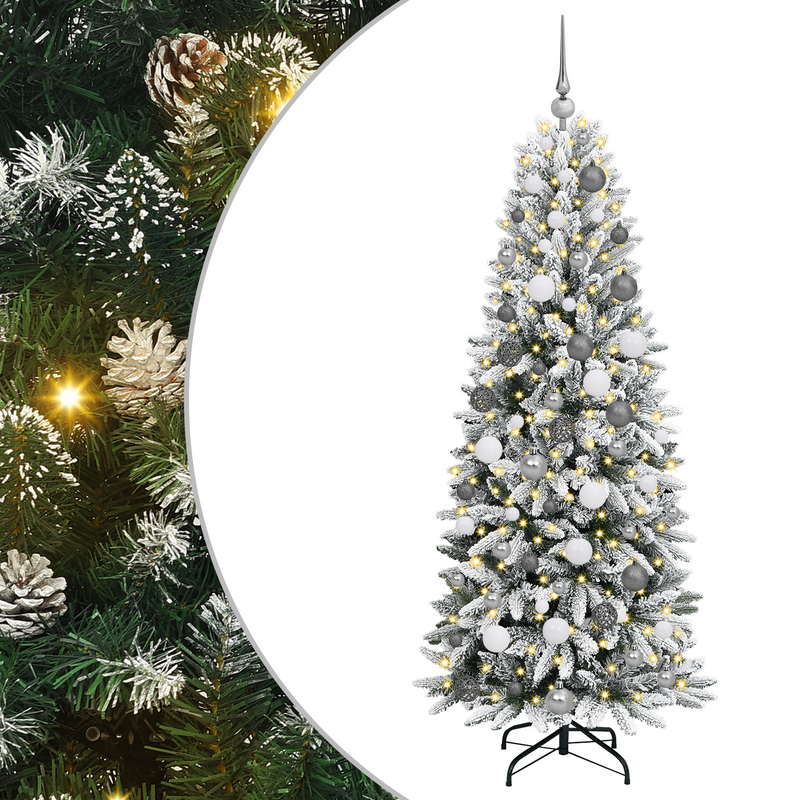 Christmas Tree with Decorative String Lights White 180 cm PVC