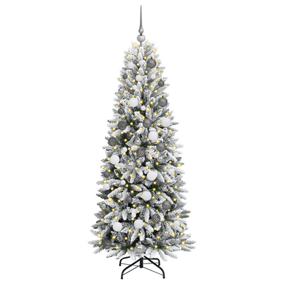 Christmas Tree with Decorative String Lights White 180 cm PVC
