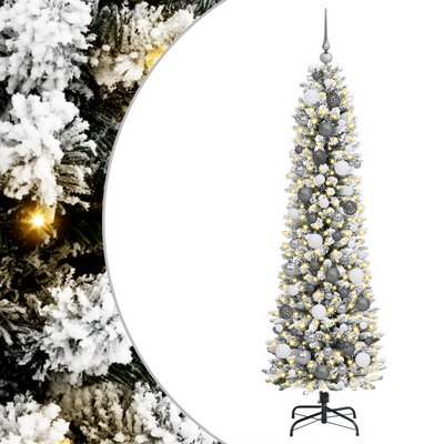 Christmas Tree with Decorative String Lights White 180 cm PVC