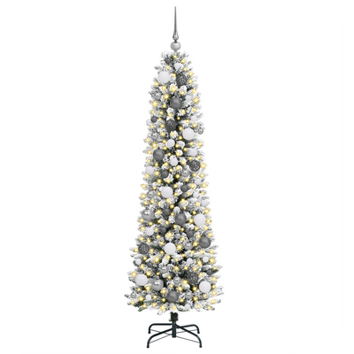 Christmas Tree with Decorative String Lights White 180 cm PVC
