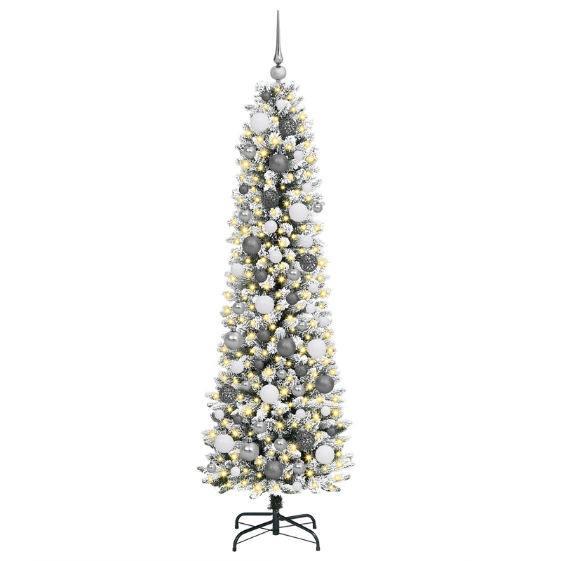 Christmas Tree with Decorative String Lights White 180 cm PVC