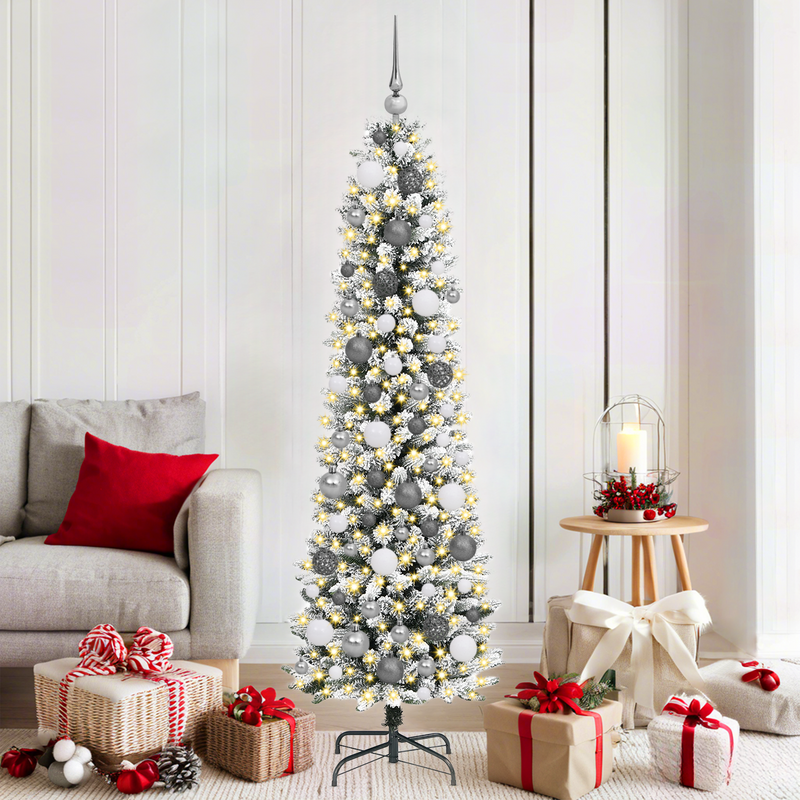 Christmas Tree with Decorative String Lights White 180 cm PVC