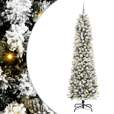 Christmas Tree with Decorative String Lights White 240 cm PVC