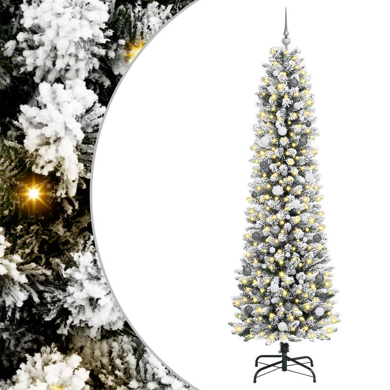 Christmas Tree with Decorative String Lights White 240 cm PVC