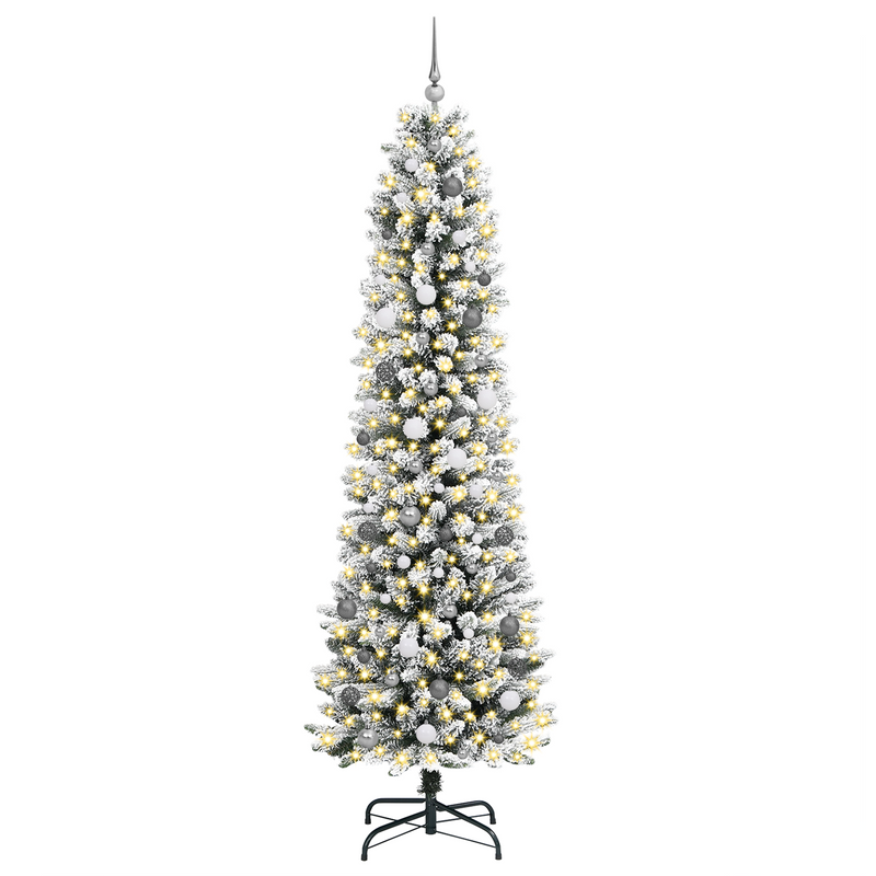 Christmas Tree with Decorative String Lights White 240 cm PVC