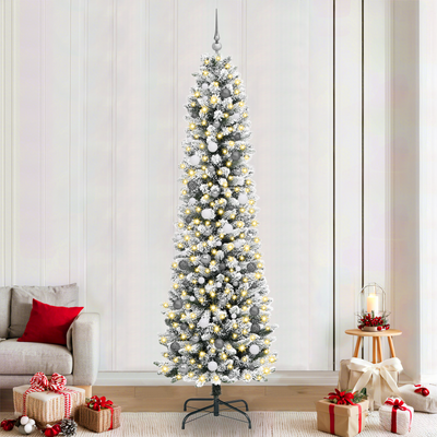 Christmas Tree with Decorative String Lights White 240 cm PVC