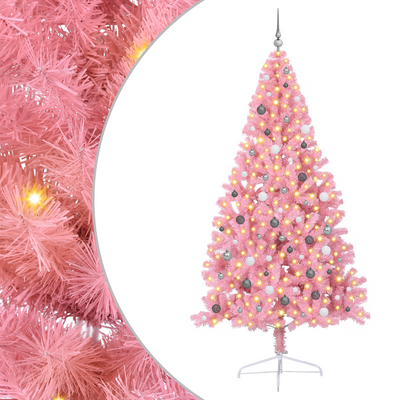 Fake Half Christmas Tree Pink 240 cm PVC