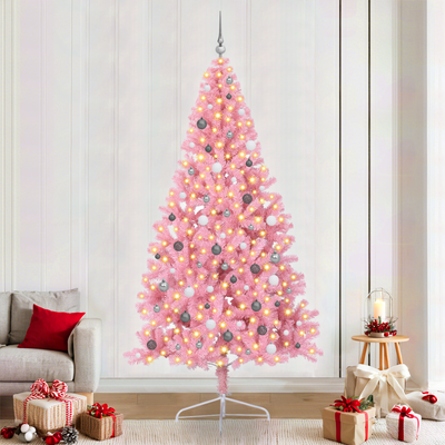 Fake Half Christmas Tree Pink 240 cm PVC
