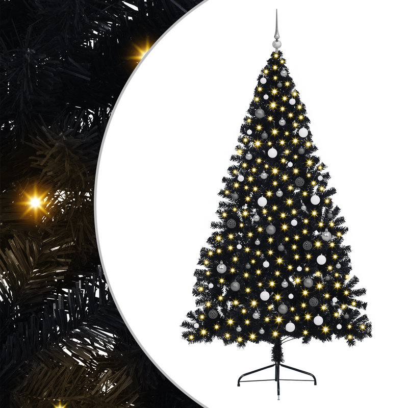 Fake Half Christmas Tree Black 240 cm PVC