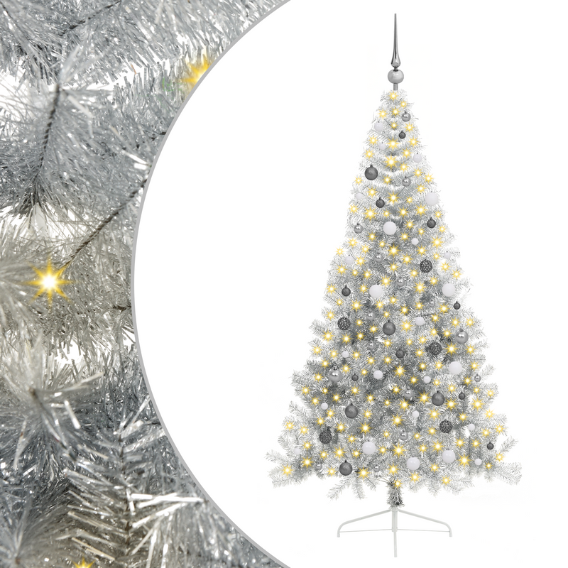 Fake Half Christmas Tree Silver 210 cm PET