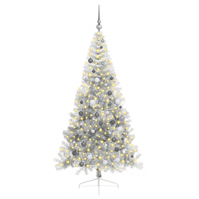 Fake Half Christmas Tree Silver 210 cm PET
