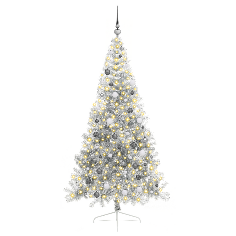 Fake Half Christmas Tree Silver 210 cm PET