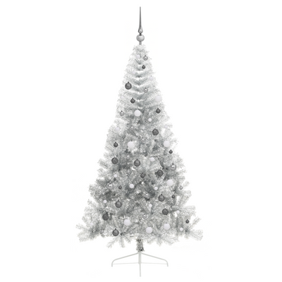 Fake Half Christmas Tree Silver 210 cm PET