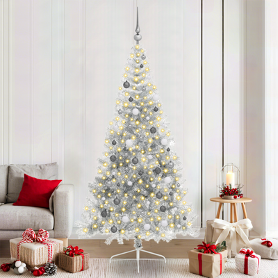 Fake Half Christmas Tree Silver 210 cm PET