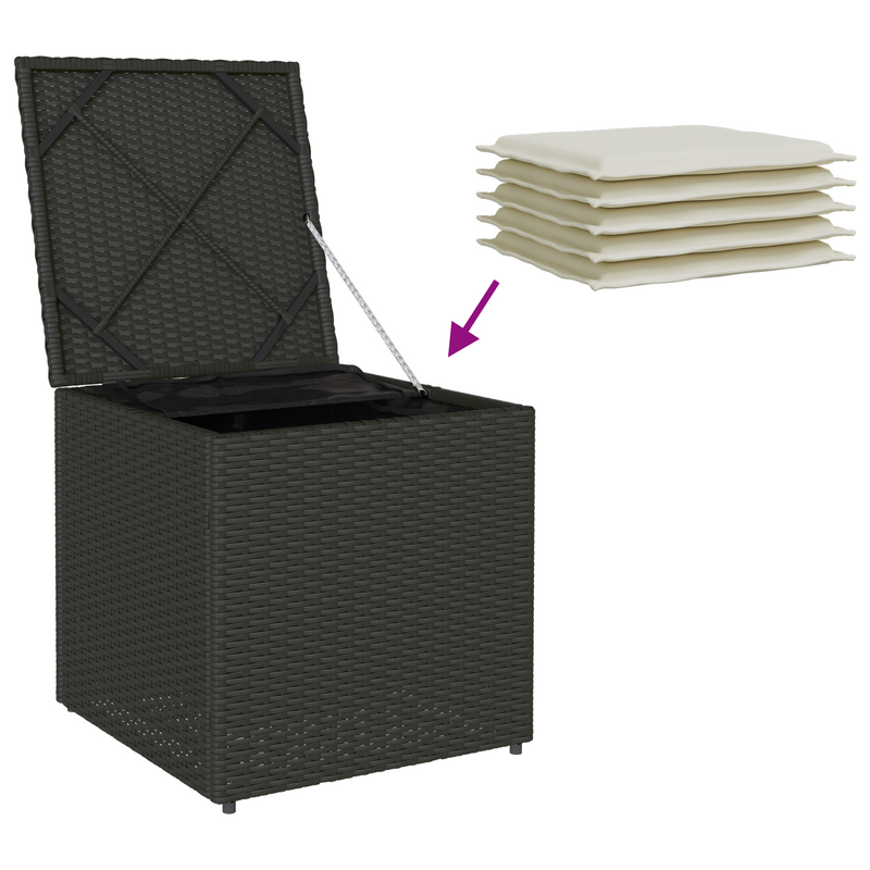 Cushion Box Black 50x50x50 cm Poly Rattan