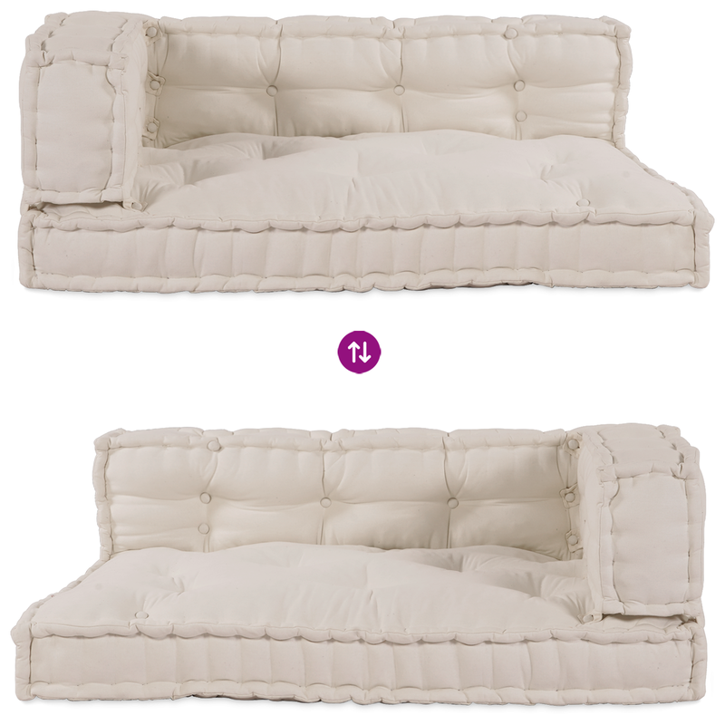 Pallet Sofa Cushion with Arm and Back Support Cream Fabric