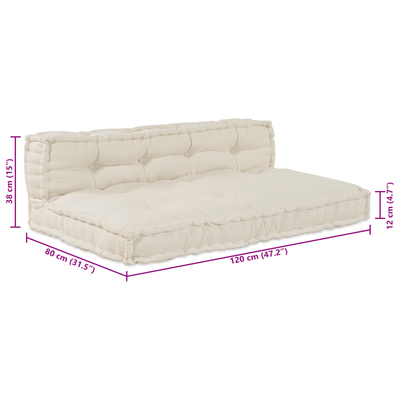 Pallet Sofa Cushion 2 pcs Cream Fabric