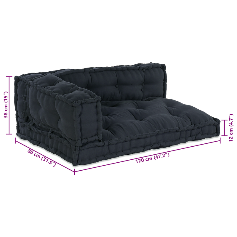 Pallet Sofa Cushion with Arm and Back Support - Anthracite Fabric