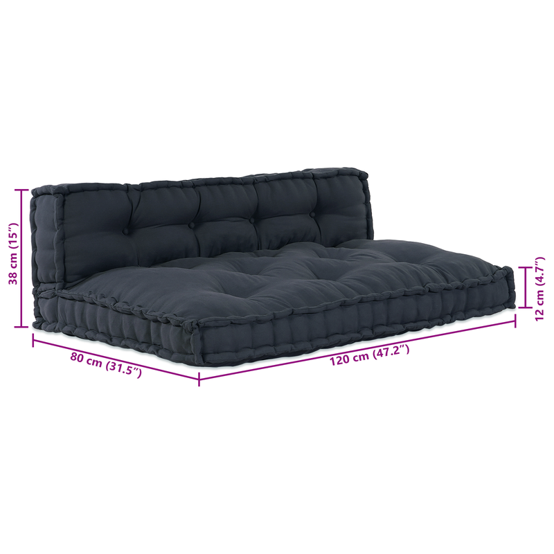 Pallet Sofa Cushion with Back Support - Charcoal Fabric