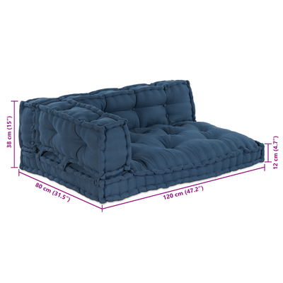 Pallet Sofa Cushion with Arm and Back Support - Blue Fabric