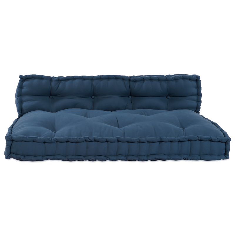 Pallet Sofa Cushion with Back Support - Blue Fabric
