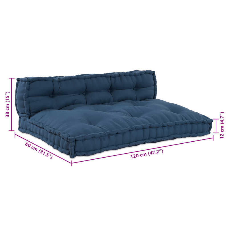 Pallet Sofa Cushion with Back Support - Blue Fabric