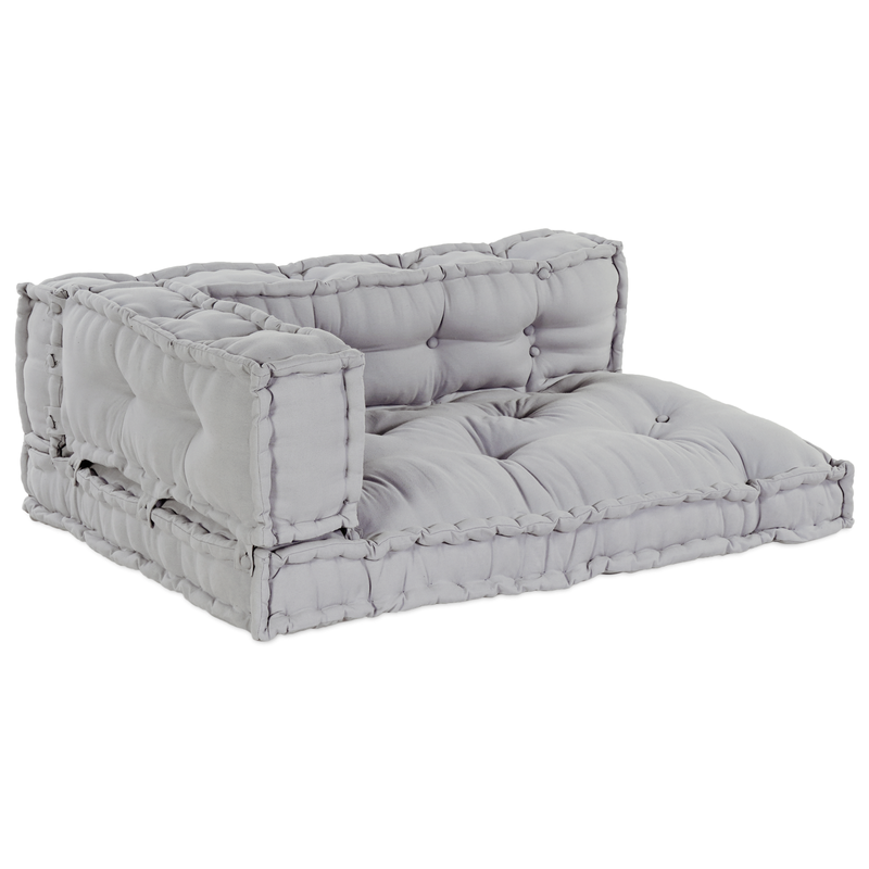 Pallet Sofa Cushion with Arm and Back Support - Grey Fabric