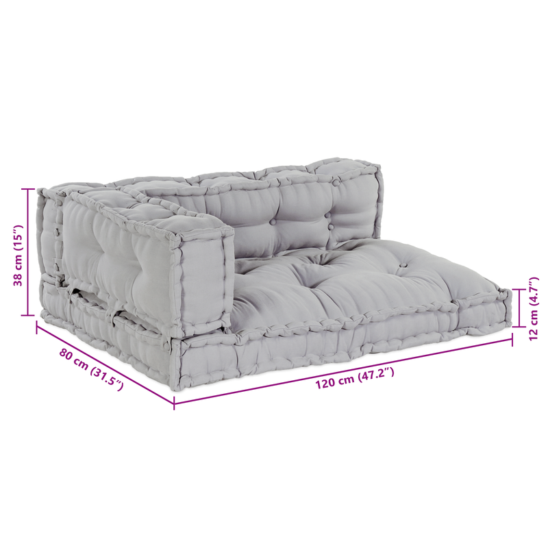 Pallet Sofa Cushion with Arm and Back Support - Grey Fabric