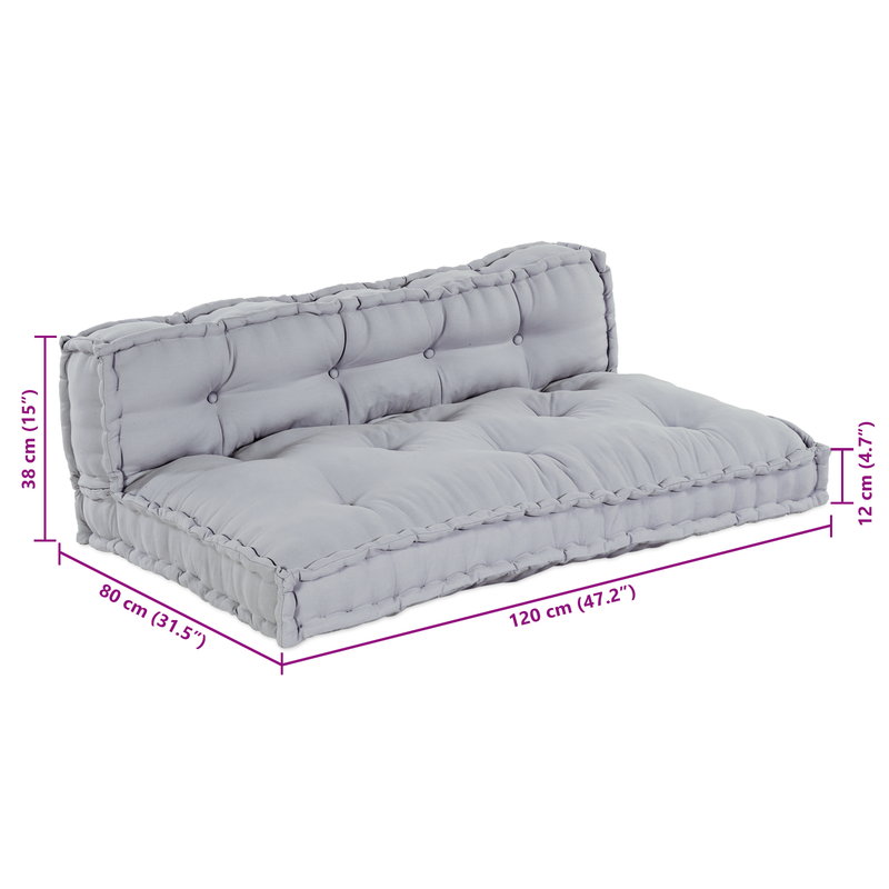 Pallet Sofa Cushion with Back Support - Grey Fabric