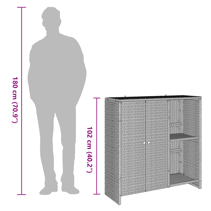 Storage Cabinet Black 100x36x102 cm Rattan