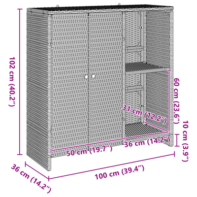 Storage Cabinet Grey 100x36x102 cm Rattan
