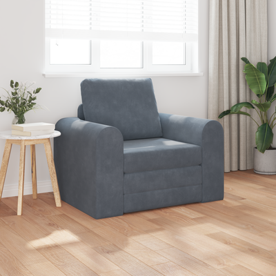 Floor Sofa Bed 2-in-1 Dark Grey 98x71x83 cm Velvet