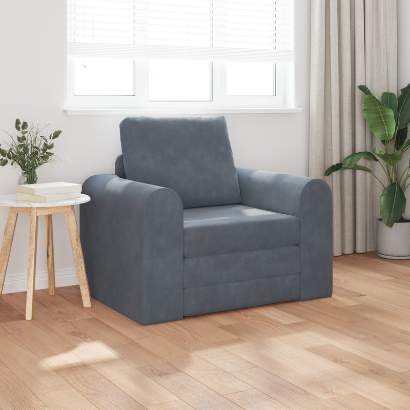 Floor Sofa Bed 2-in-1 Dark Grey 98x71x83 cm Velvet