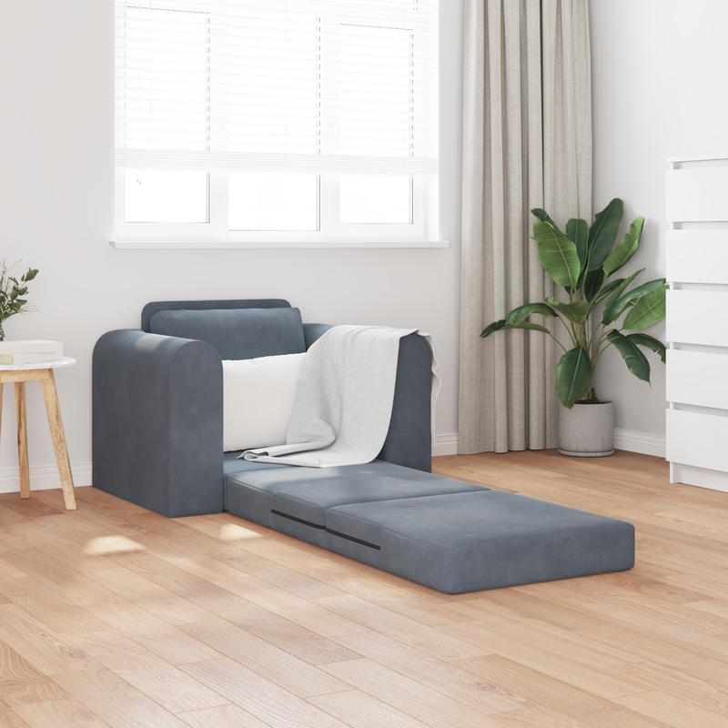 Floor Sofa Bed 2-in-1 Dark Grey 98x71x83 cm Velvet