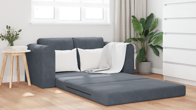 Floor Sofa Bed 2-in-1 Dark Grey 148x71x83 cm Velvet