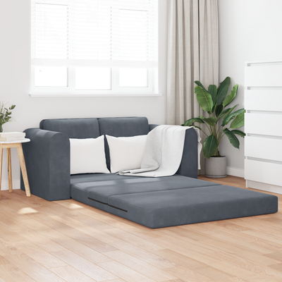 Floor Sofa Bed 2-in-1 Dark Grey 148x71x83 cm Velvet