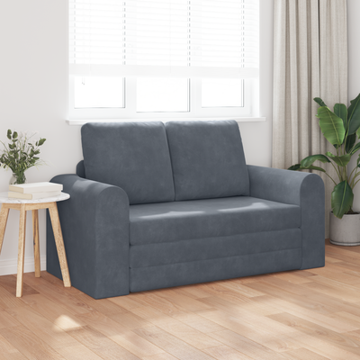 Floor Sofa Bed 2-in-1 Dark Grey 148x71x83 cm Velvet