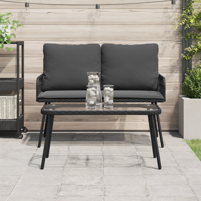 Coffee Table Black 90x45x42 cm Poly Rattan