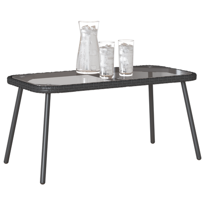 Coffee Table Black 90x45x42 cm Poly Rattan